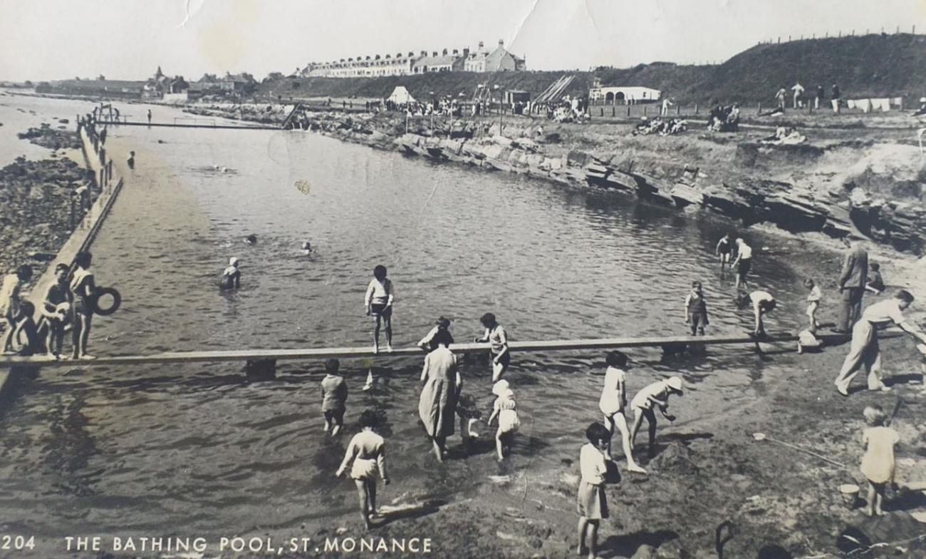 Black and white postcard of St Monans in the 1950s