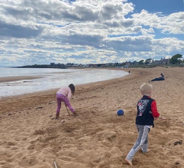 The sandy beach at Elie